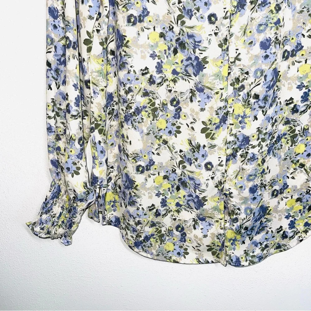 Maurices Cream Multicolor Ditsy Floral Print Ruffle Smock Blouse Small Women’s - Picture 5 of 11